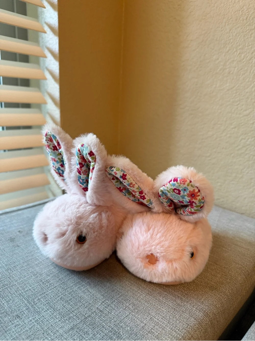 Plush Pink Bunny Ear Kids Slippers